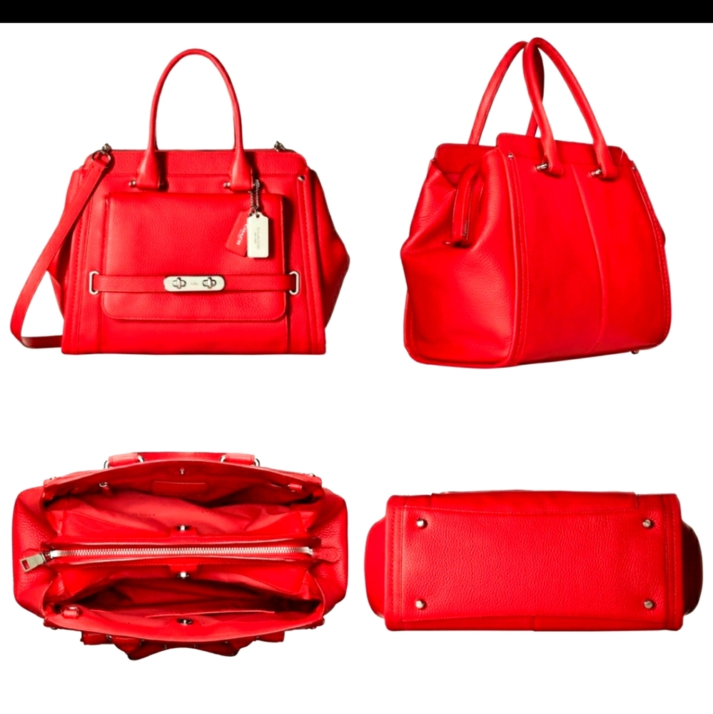 *RARE* Coach swagger frame satchel in true red!!